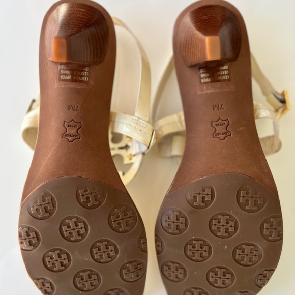 Tory Burch sandals low heel ivory leather like new - Picture 7 of 7